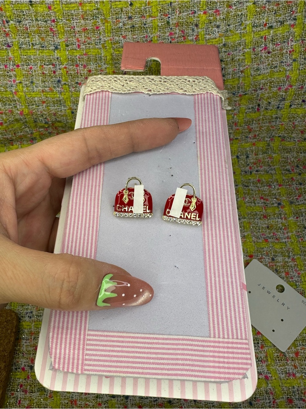 A great Red Handbag Stud Earrings